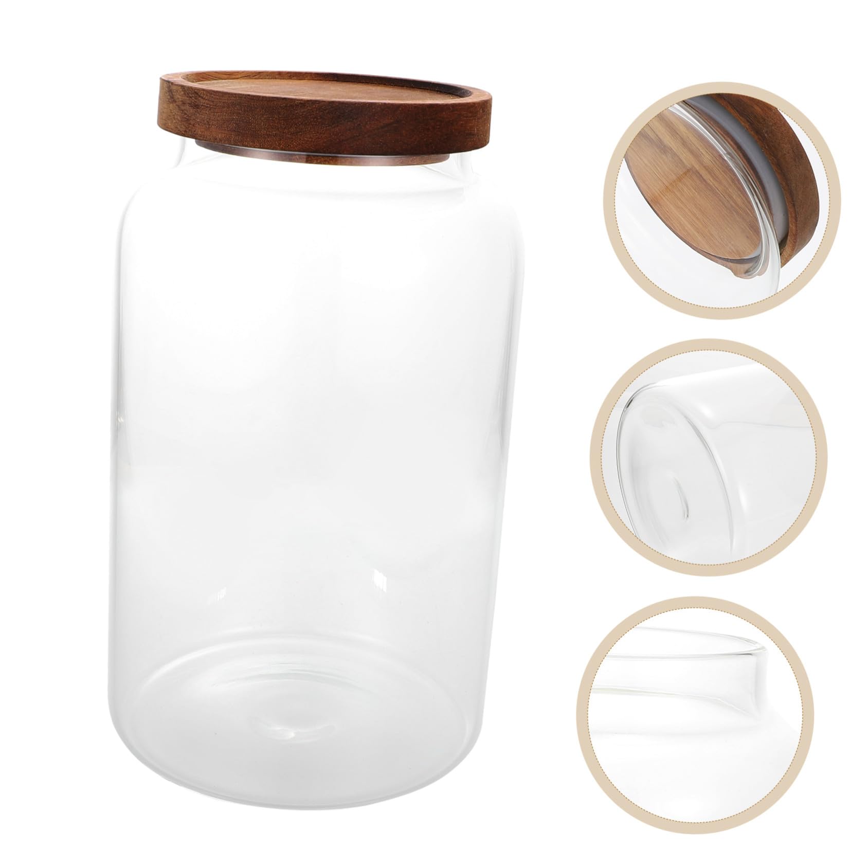 Toyvian Luftdichtes Vorratsglas und Aufbewahrung von Getreide Tee und Mehl aus Glas mit Holzdeckel 2,8l Feuchtigkeitsschutz für Küche und Schreibtisch
