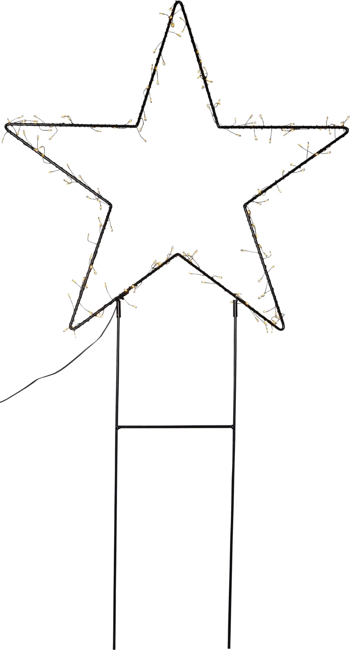 Star Trading LED Weihnachtsstern Barlumi Außen - Lichterstern mit 150 warmweißen LEDs, IP44, Trafo, schwarz, ca. 60 x 115 cm