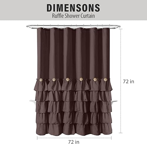 Miniatura 6 de Seasonwood Cortinas de ducha marrón para baño, cortina de ducha marrón oscuro, cortina de ducha con volantes marrones, cortina de ducha de tela