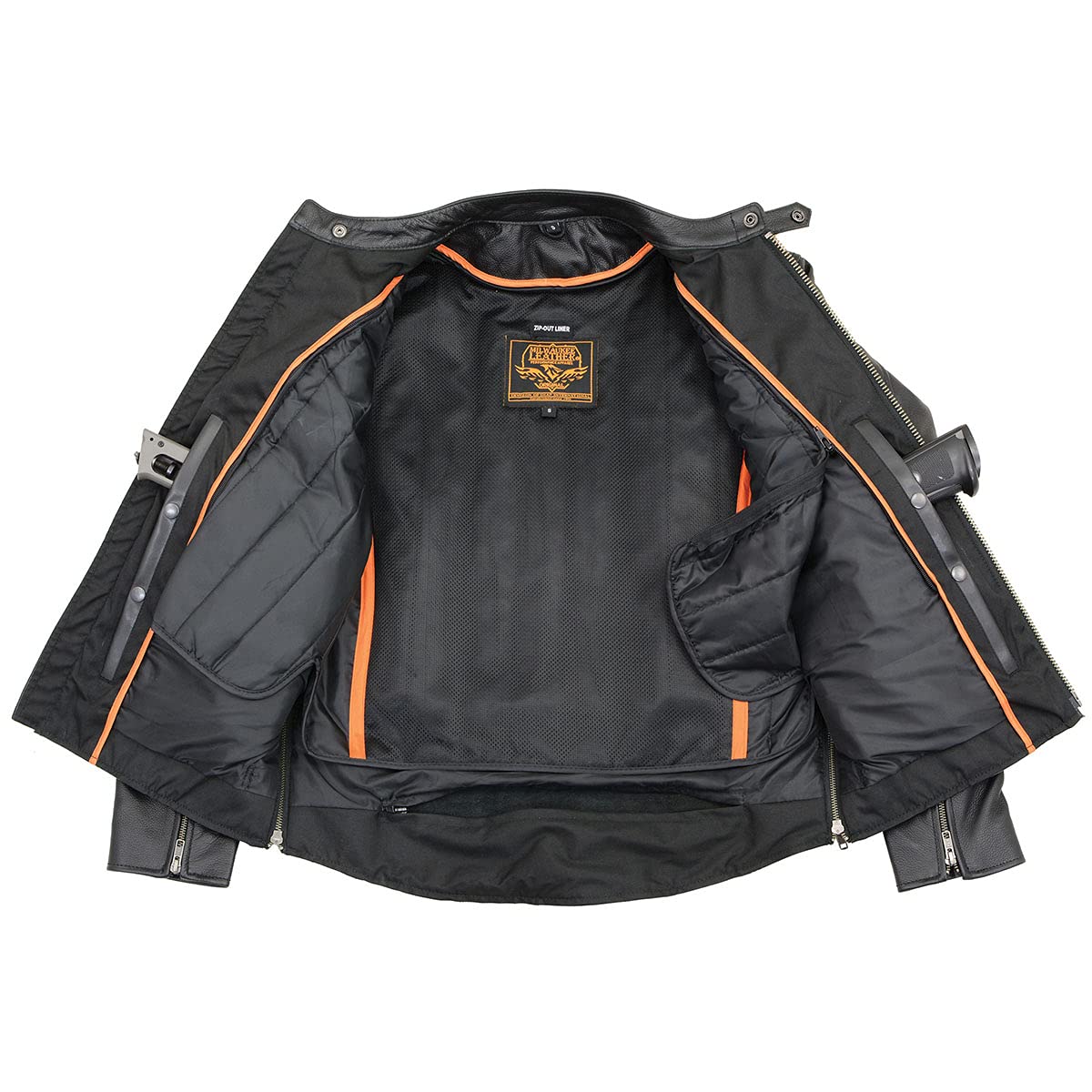 Milwaukee Leather LKM1710 Mens Black Classic Scooter Style Leather Motorcycle Jacket w Removable Thermal Liner — view 4