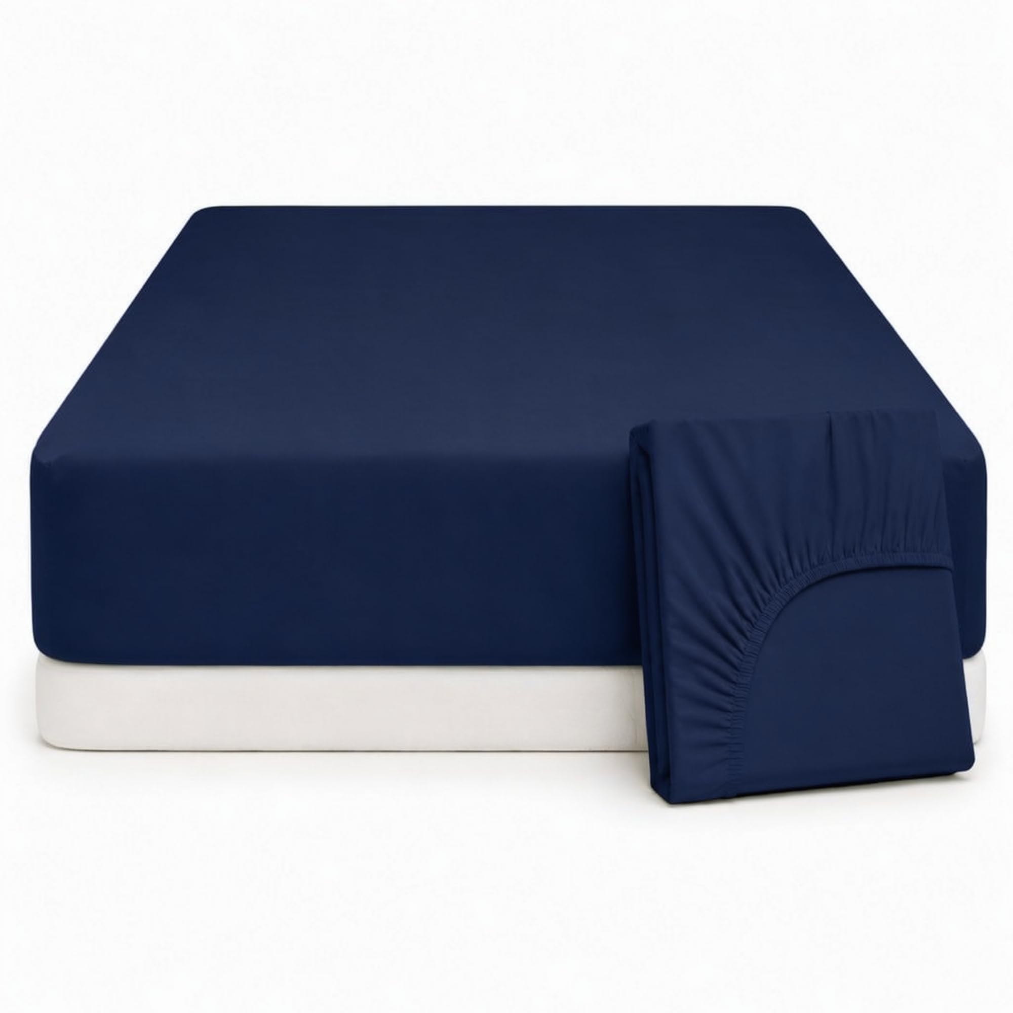 Q&H - Single Bedding Fitted Sheet Navy - Brushed Microfibre 30cm Deep Pocket Elasticated Fit - Easy Care Soft & Breathable - Washable Fade & Shrink Resistant Mattress Sheet — image 1