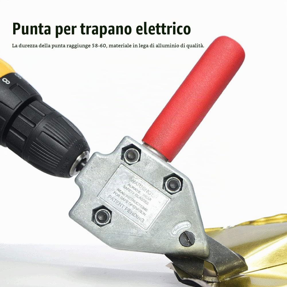 Testa di taglio per lamiera, utensile elettrico per attacco per taglio di metalli con turbo cesoia con impugnatura esagonale da 7 mm, per forbici per trapani elettrici