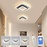 LANGLITIAODENG Square Designs Ceiling Light Fixture,3 Color Dimming Black Aisle Light，Suitable ffor Hallway Bedroom Bathroom Kitchen Balcony Stair Aisle Ceiling Lamp (Black, Dia9.4*H2 inch), BLS-101