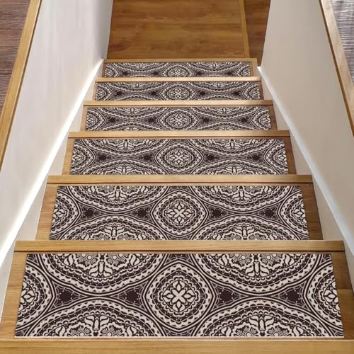Alfombrillas de escalera antideslizantes para perros y niños, protectores de peldaños marrón 2