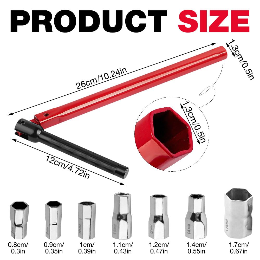 XPJBKC Tap Spanner, Tap Installation Tool with 7 Pcs 8-17mm Nut Kit - Image 3