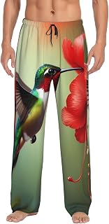 Hummingbird Floral Paradise Pattern Men'S Pajama Pants,Sleep Lounge Bottoms With Pockets Drawstring Pj Pant Sleepwear