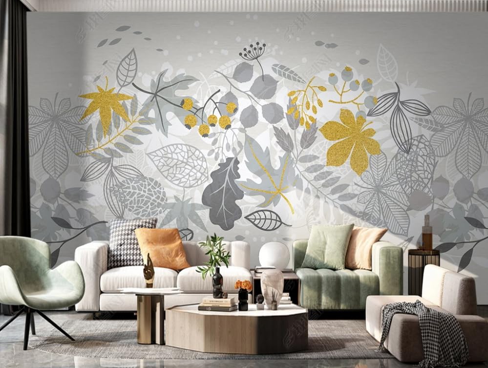 Papier peint intissé feuilles pour masquer un mur de chambre