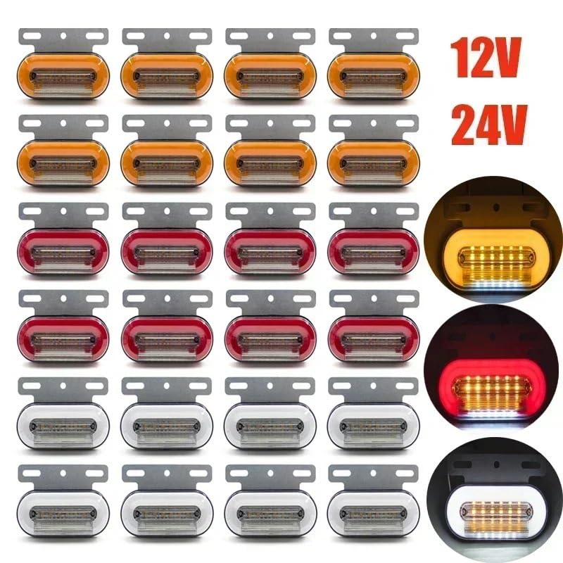 4 sztuk/8 sztuk 12 V/24 V samochód ciężarówka boczne światła obrysowe samochodu sygnał zewnętrzny lampka kontrolna ostrzeżenie światło tylne 3 tryby przyczepa(8pcs,Yellow)