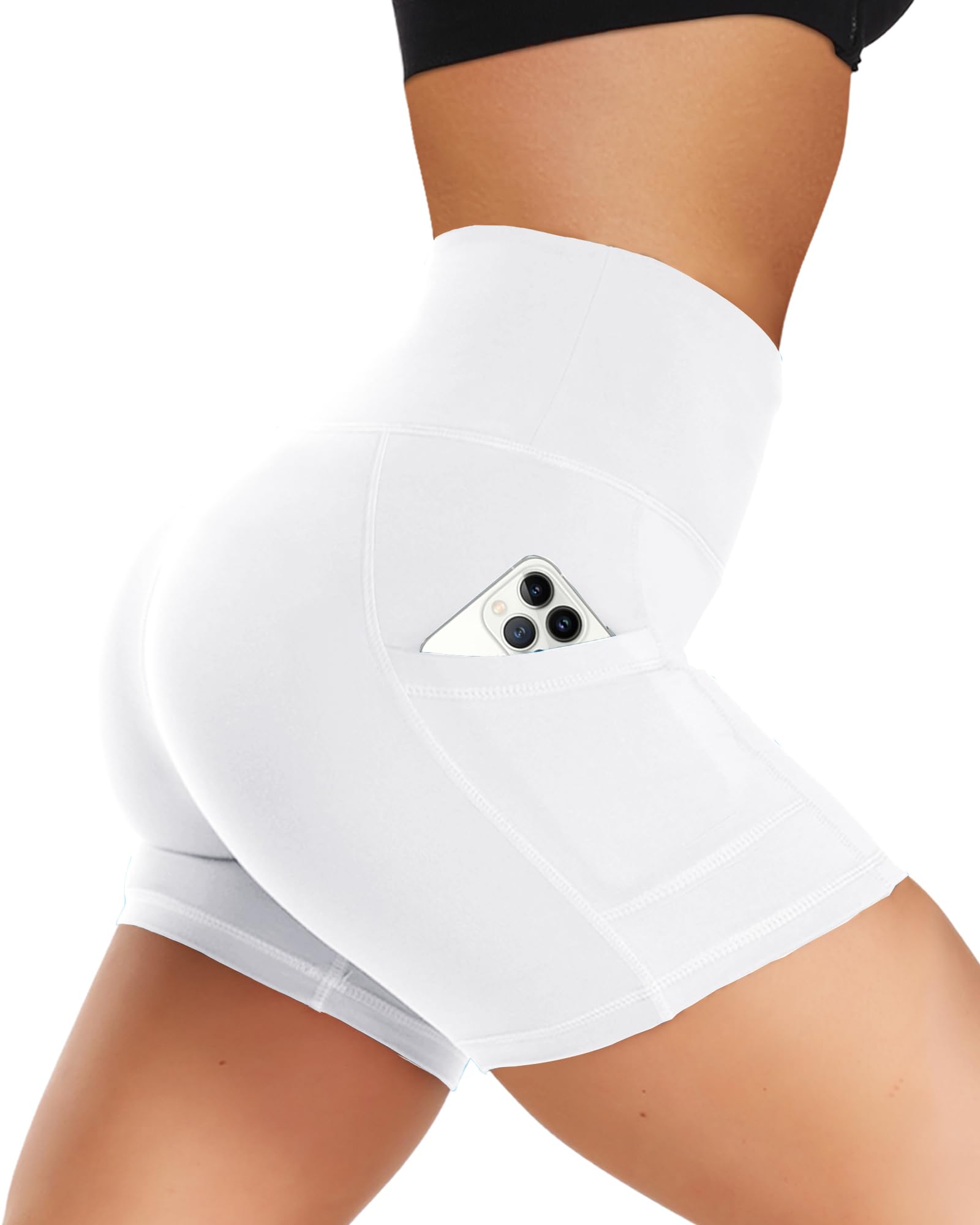 Gayhay Radlerhose Damen mit Taschen Kurze Sporthose Hose Hohe Taille | Leggings Blickdicht Yoga Shorts Sporthose ,Hotpants kurz für kleid Sommer Outfit Laufshorts für Gym