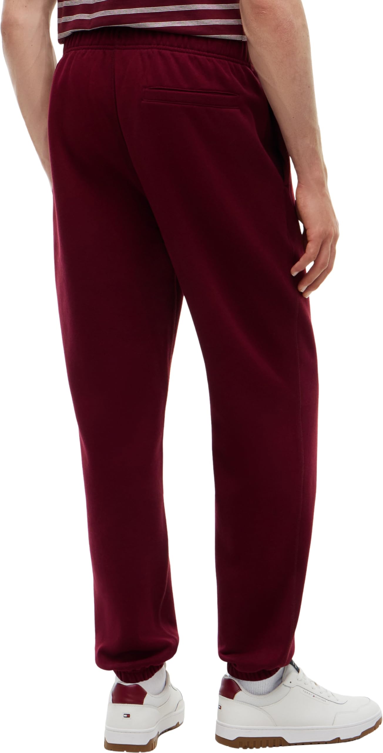 Tommy Hilfiger Pantalones de chándal con cordón de Forro Polar para Hombre, Granate, S
