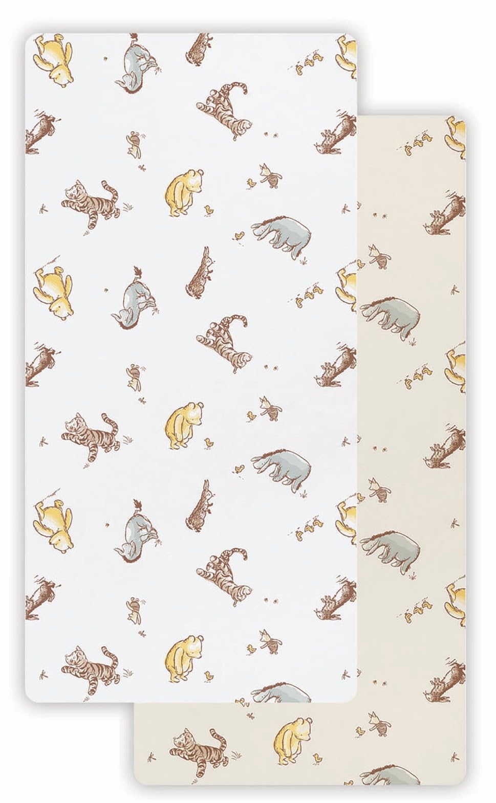 Winnie the Pooh Cot Bed Fitted Sheets 2 Pack, Soft Breathable Toddler Bed Sheets, Cotton Rich Nursery Bedding, Fits Standard Cot Bed Mattress 70 x 140cm