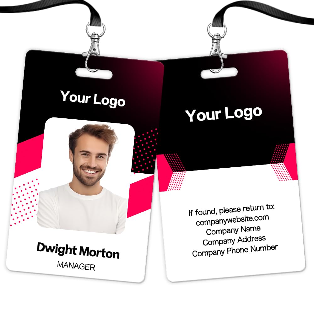 Custom ID Badge with Photo Logo Barcode Personalised Name Identification Badges Double Sided Print Employee ID Badge for Office Worker Doctor Nurse Student(Vertical-Style 7)