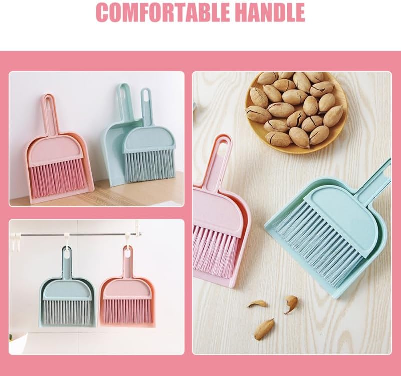 Cabilock Mini Broom and Dustpan Set for Kids Small Handheld Sweeper with Ergonomic Handle Portable Cleaning Tool for Desks Tables and Pet Areas 7.87X5.70X1.18In