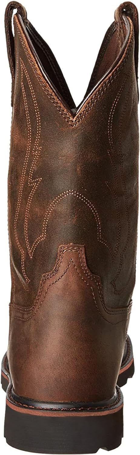 Stivali da cowboy da uomo Stivali western ricamati con punta tonda Stivali country tradizionali Stivali da lavoro,44,Brown