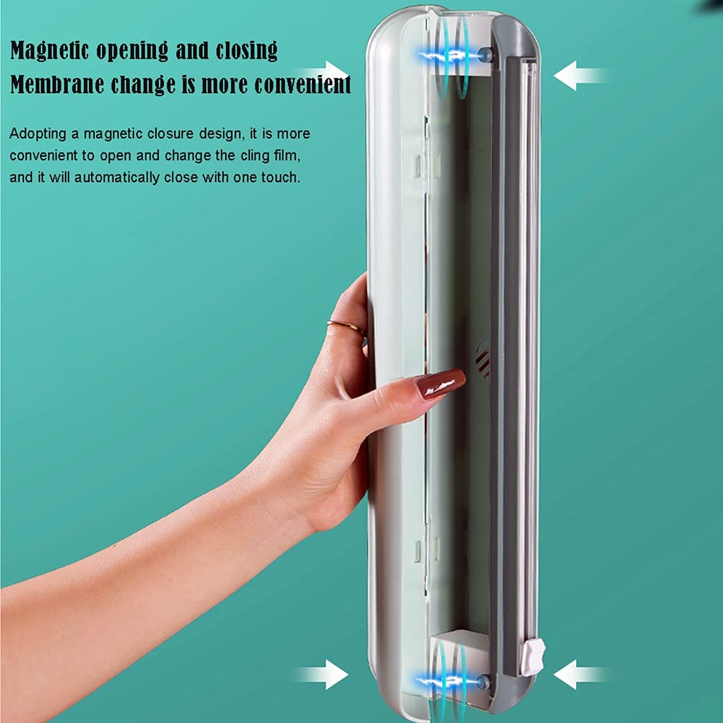 Film alimentaire pour restauration, distributeur et coupe-film alimentaire 38 cm, distributeur de film alimentaire et de papier d'aluminium de cuisine en plastique avec coupe-film magnétique, utilisé