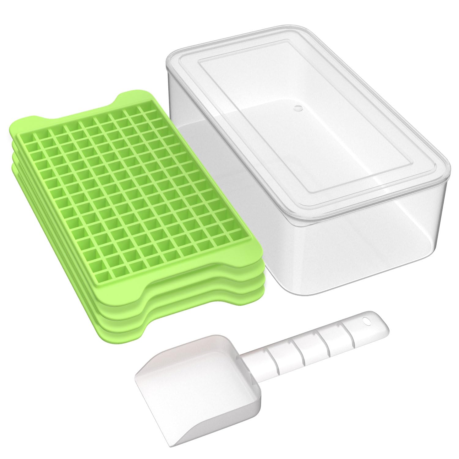 Mini Ice Cube Tray for Freezer: FDDBI Small Ice Trays for Freezer with Bin - 135×4PCS Easy Release Nugget Ice Tray - Crushed Ice Tray with Ice Container