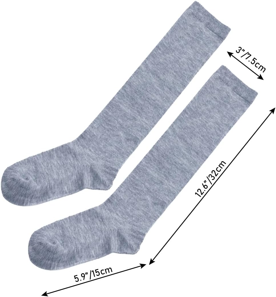 CHIDRA 6-12 Years Girls Kids Striped Solid Colored Thigh High Socks Over Knee Thigh Socks Knee-High Warm Stocking Leg Warmer