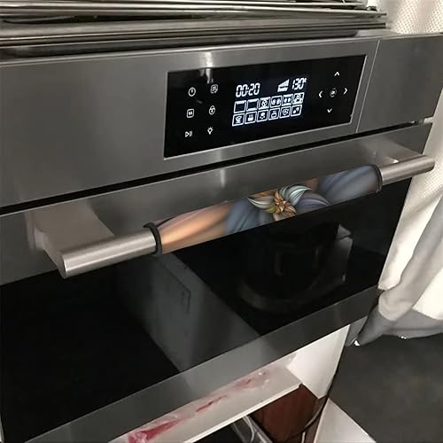 Miniatura 5 de HUISEFOR Funda para mango de nevera con estampado de flores marrones, 4 unidades, protector de mango duradero antideslizante para electrodomésticos