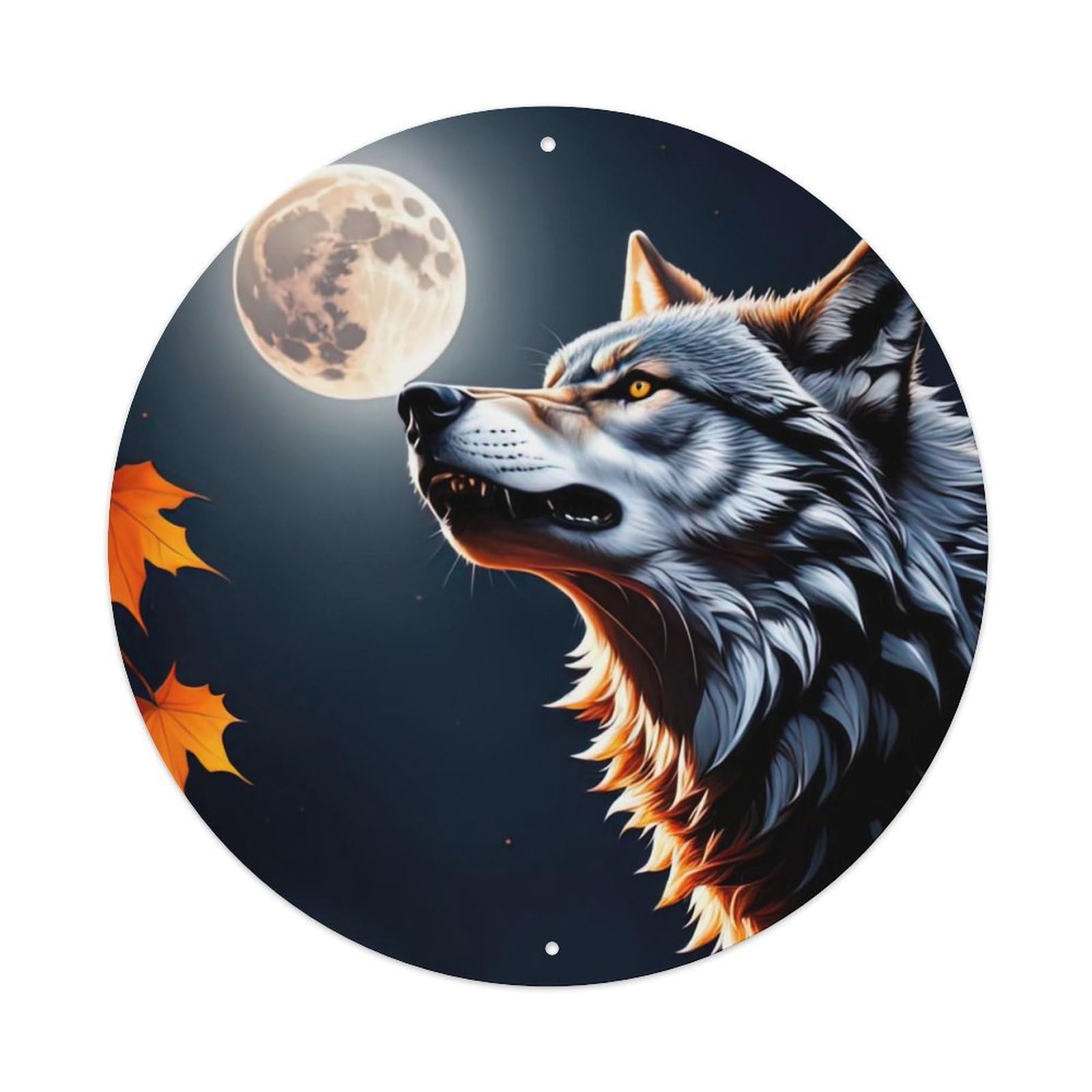 Animal Artwork Wolf Under Moonlight Vintage Metal Tin Sign Plaque Wall Decor for Cafe, Club Bar, Office, Garden Metal Poster 8x8Inch
