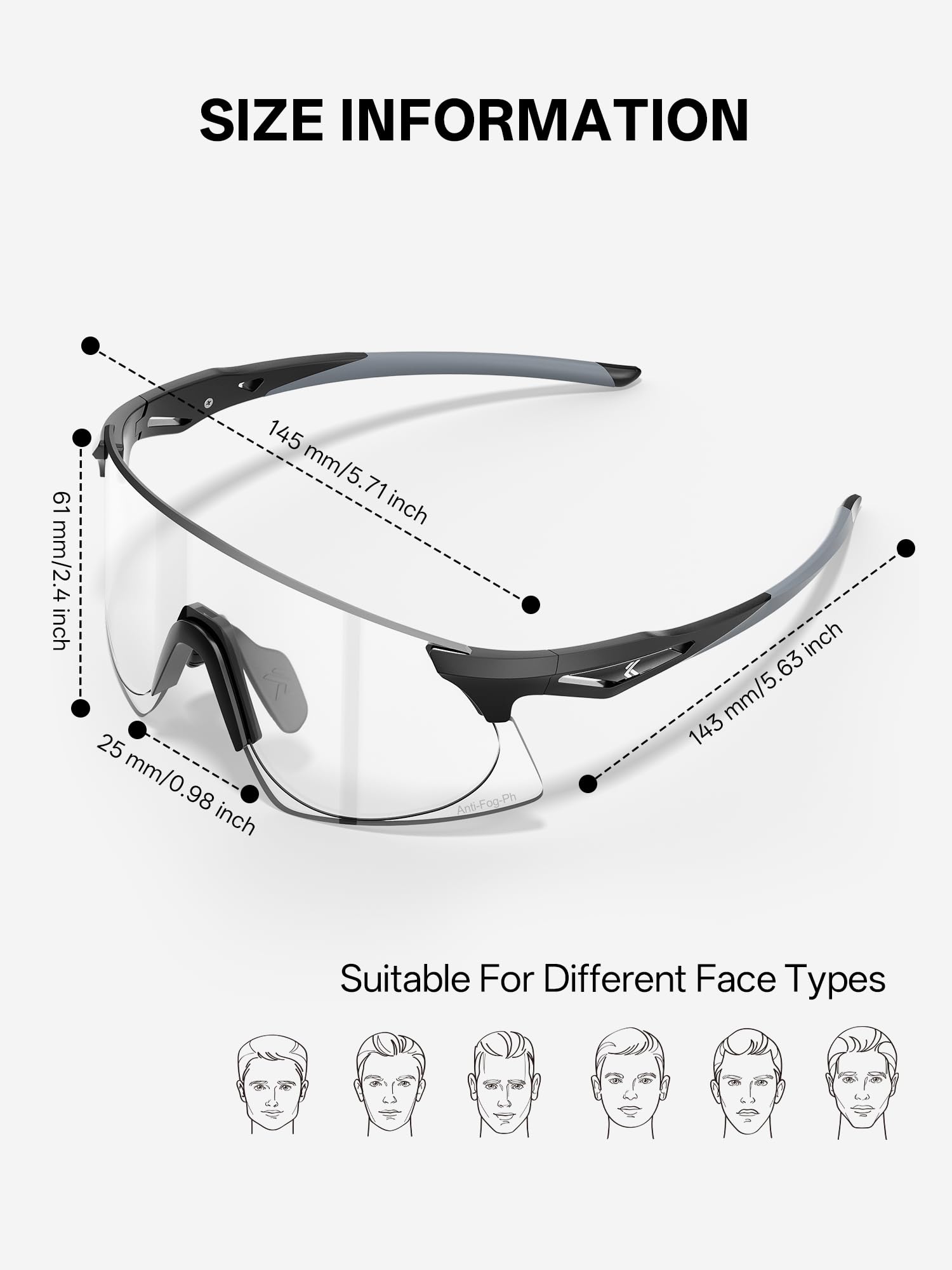 KAPVOE Gafas de Ciclismo Fotocromaticas Gafas de Sol Deportivas Transparente Mujeres Hombres MTB Bicicleta KOVEX Serie-K242
