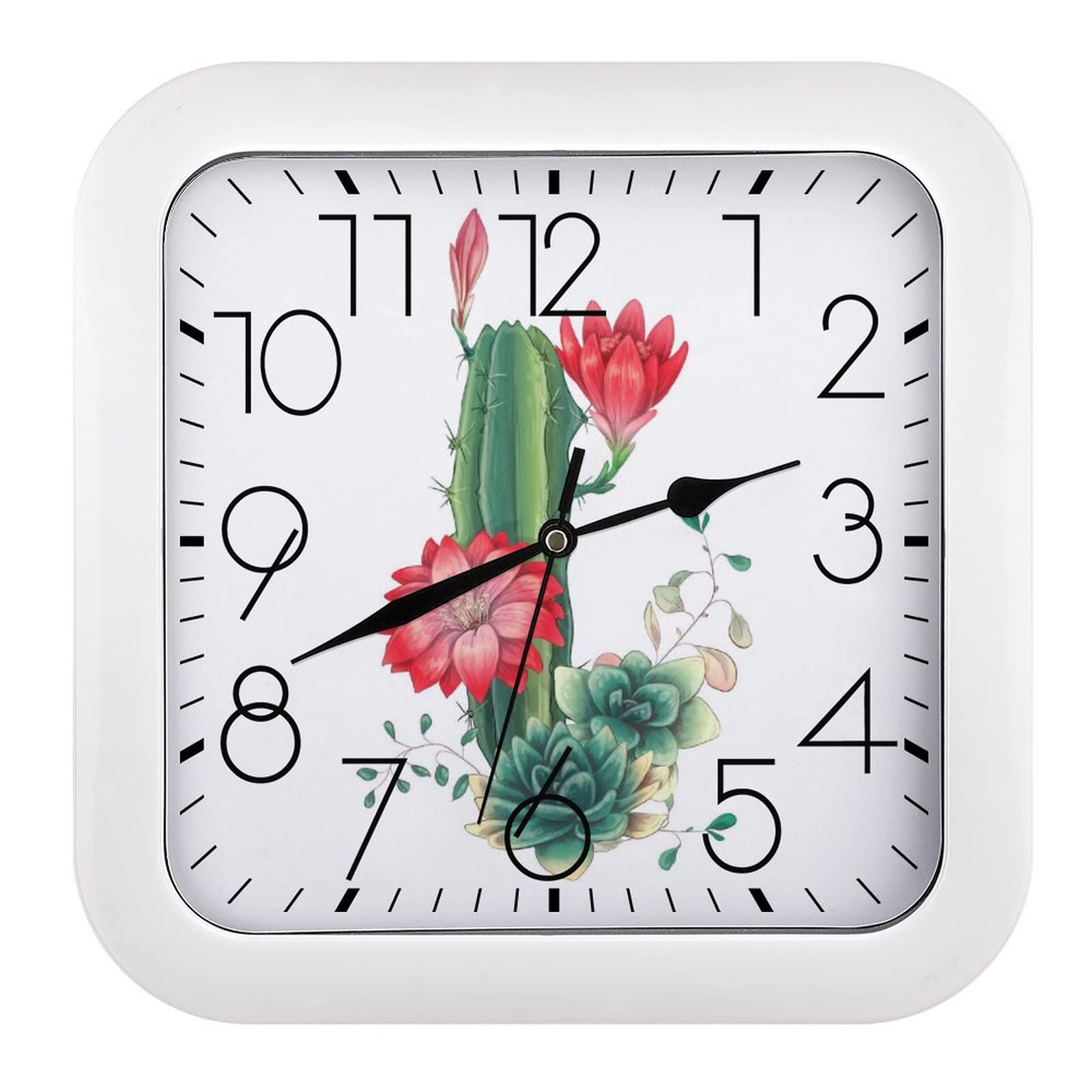 Horloge murale fleur de cactus pour salon et cuisine moderne