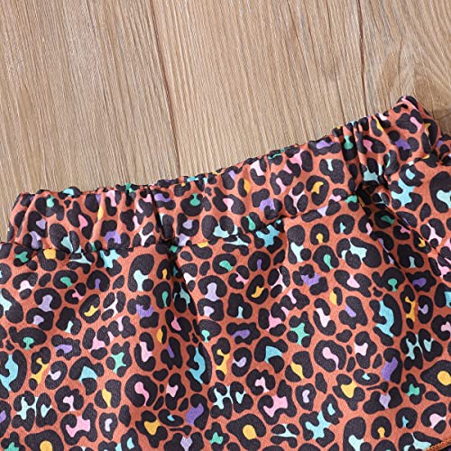 Girl Summer Outfits Leopard Skirt Two Piece Heart Print T-Shirt Cheetah Print Tiered Skirt Girl Leopard Dress Birthday Party Zoo Animal Clothes 280 5-6Y #TOP5
