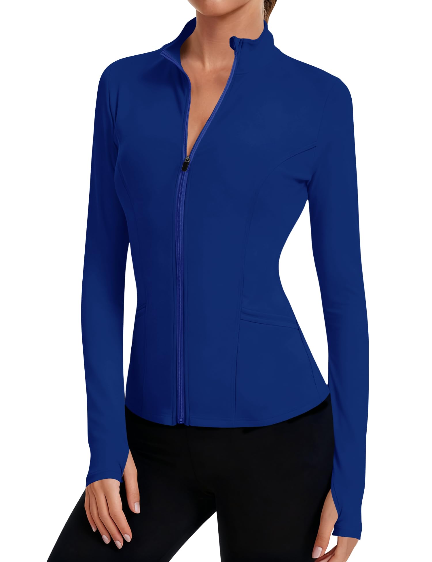LOMON Women's Athletic Jackets Cropped Long Sleeve Workout Tops Yoga Zip Up Jackets Gym Tops Golf Shirts