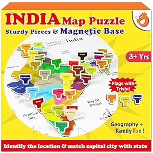 ButterflyEdufields India map Puzzle for Kids with State Capitals – Magnetic Board – Educational & Learning Toys, Jigsaw Puzzles for Kids Ages 5+ Years, Gift for 5, 6, 7, 8, 10 Year Old Boys & Girls