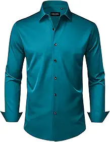 Camisas sociais masculinas, sem rugas, elástica, lisa, manga comprida, abotoada, casamento, namoro