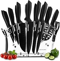 Dockorio 19-Piece Knife Block Set - High Carbon Stainless Steel, Sharp Chef, Steak, Bread Knives, Sharpener & Block