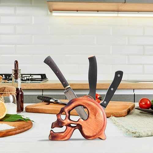 Miniatura 3 de Soporte de madera hecho a mano para cuchillos de calavera, soporte de cuchillo de calavera de madera para cuchillo de cocina, soporte de cuchillos