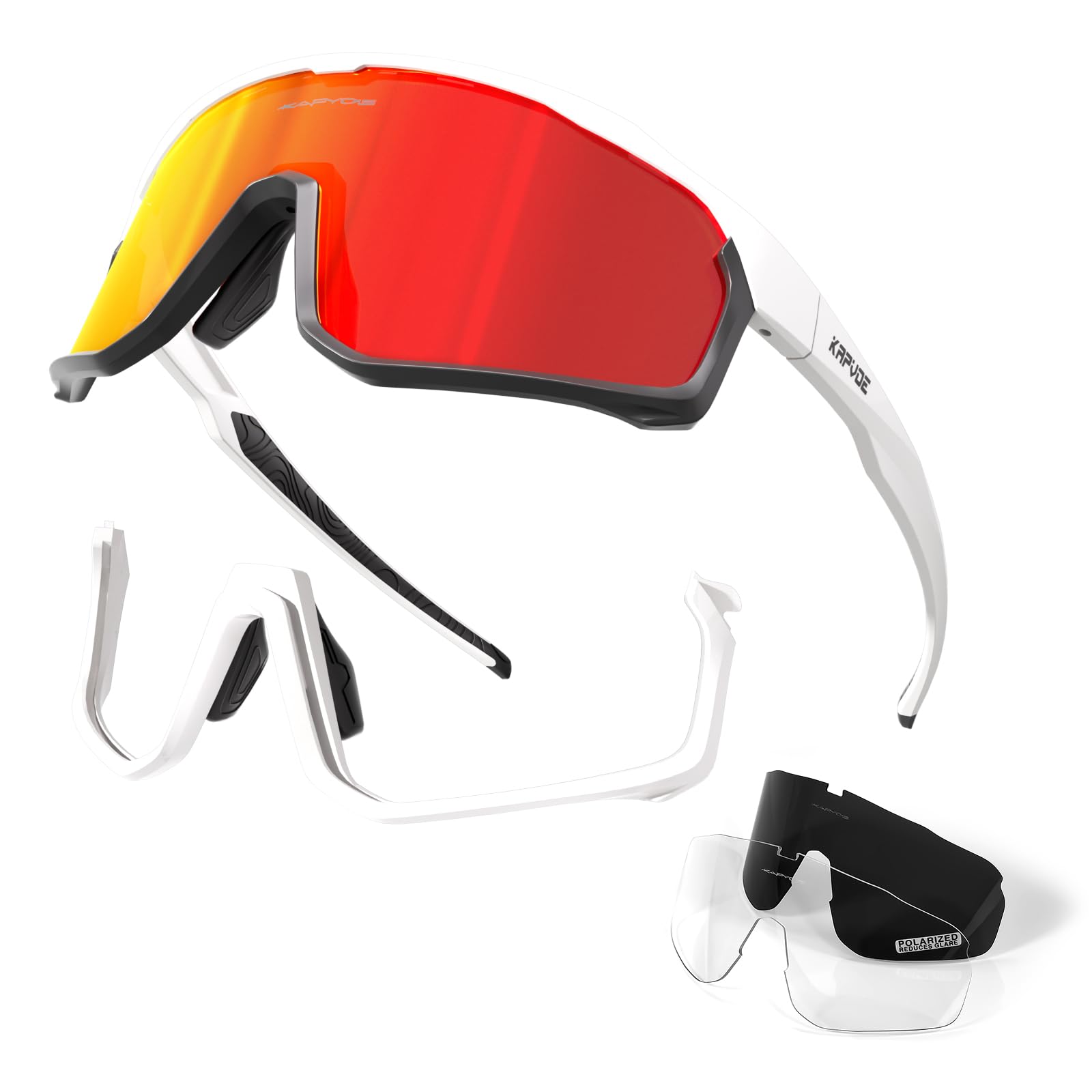KAPVOE Polarizadas Gafas de Ciclismo con 3 Lentes Intercambiables Deportivas Mujeres Hombres MTB Bicicleta Running Bici