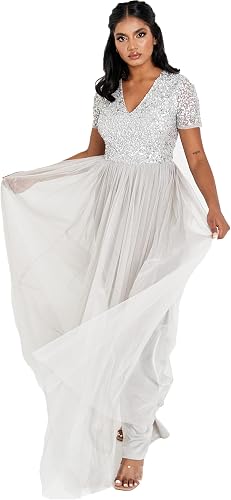Maya Deluxe Maya Berry Embellished Halter Neck Maxi Dress Robe de Demoiselle d'h