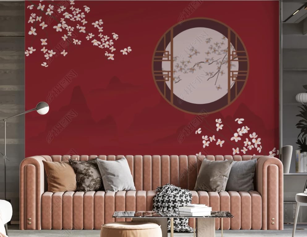 Papier peint intissé fleurs et oiseaux pour salon - Poster géant mural ambiance restaurant