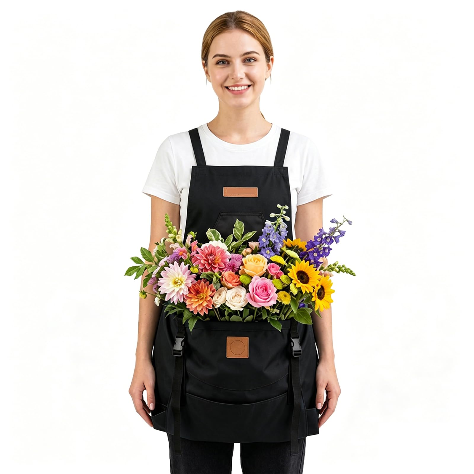 Weyot Gardening Apron With Pockets For Women&Men, Harvest Aprons With Quick Release Pocket, Fruit Picking Apron With Internal Bag, Gardening Gift Black,50x60cm