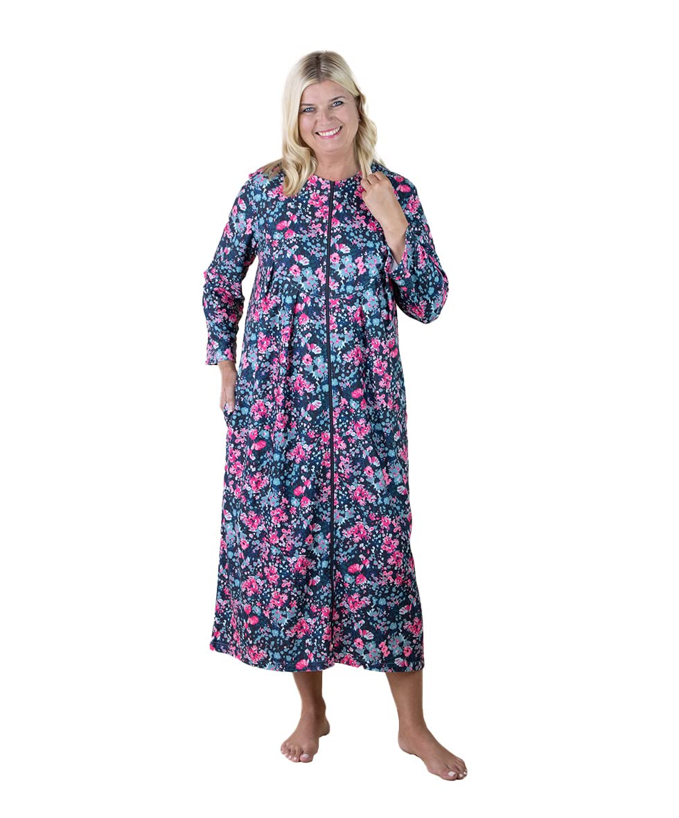 Healthy Living Direct Long Sleeve Velour Kaftan - Floral - XL