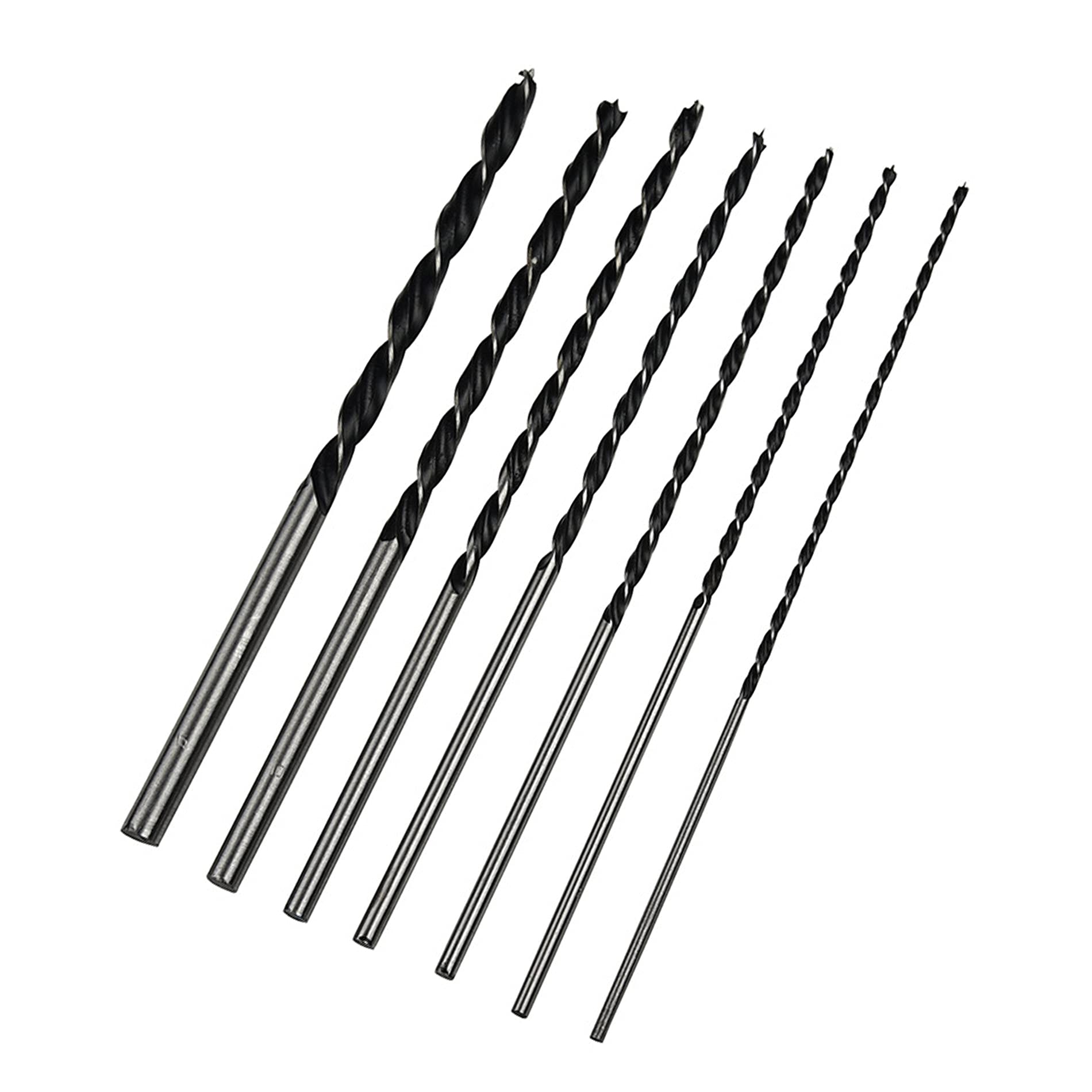 7 Pieces Extra Long Brad Point Drill Bits, 300mm/12in Carbon Steel Wood Drill Set, for Drywall, Hardwood, Plywood, Composite Materials and Plastic