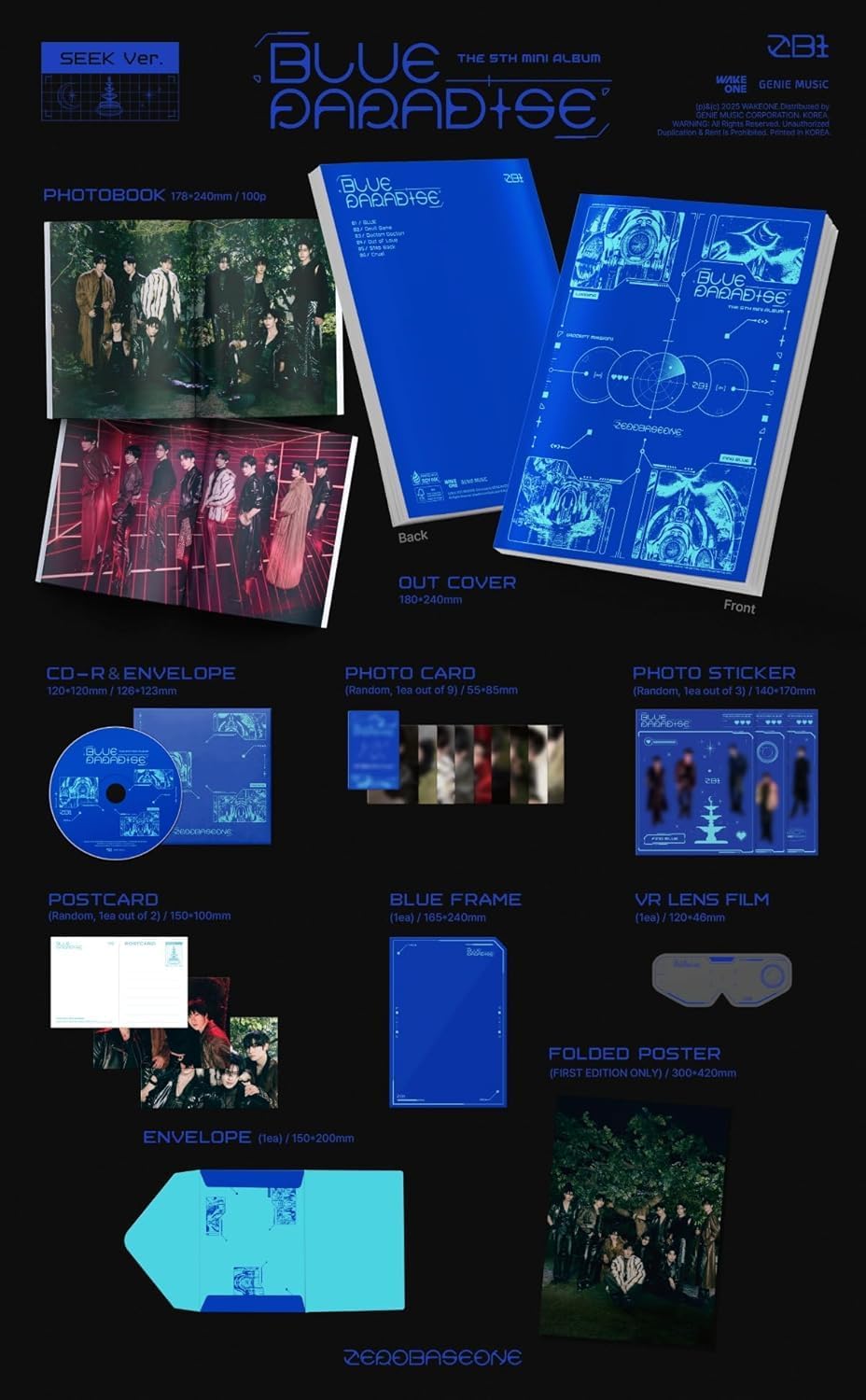 ZEROBASEONE ZB1 BLUE PARADISE 5th Mini Album 2 Ver Set (SEEK VER + HIDE VER SET)
