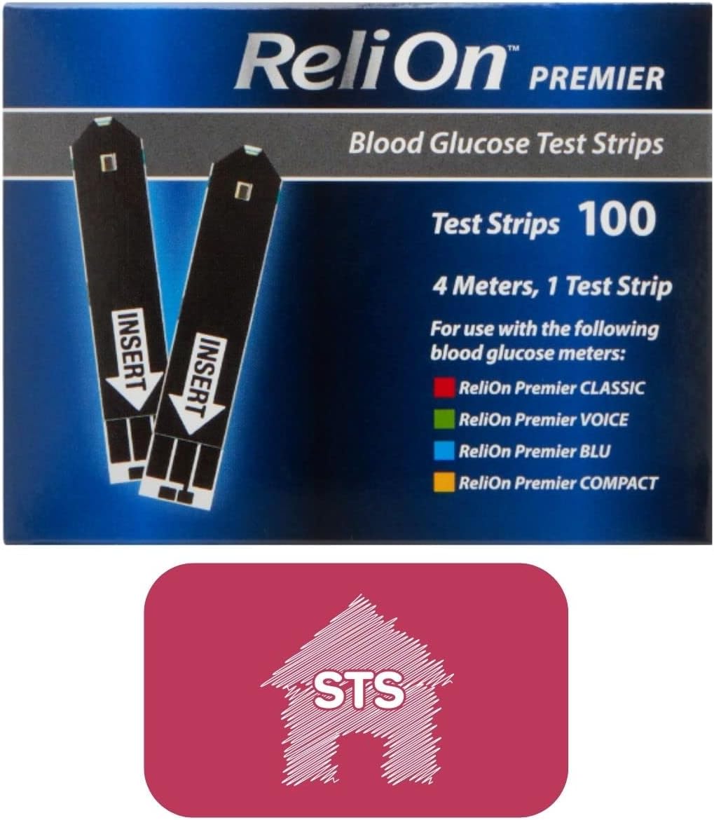 ReliOn Premier Blood Glucose Test Strips, 100 Count + STS Home Sticker. : Health & Household