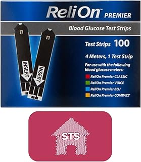 ReliOn Premier Blood Glucose Test Strips, 100 Count + STS Home Sticker.