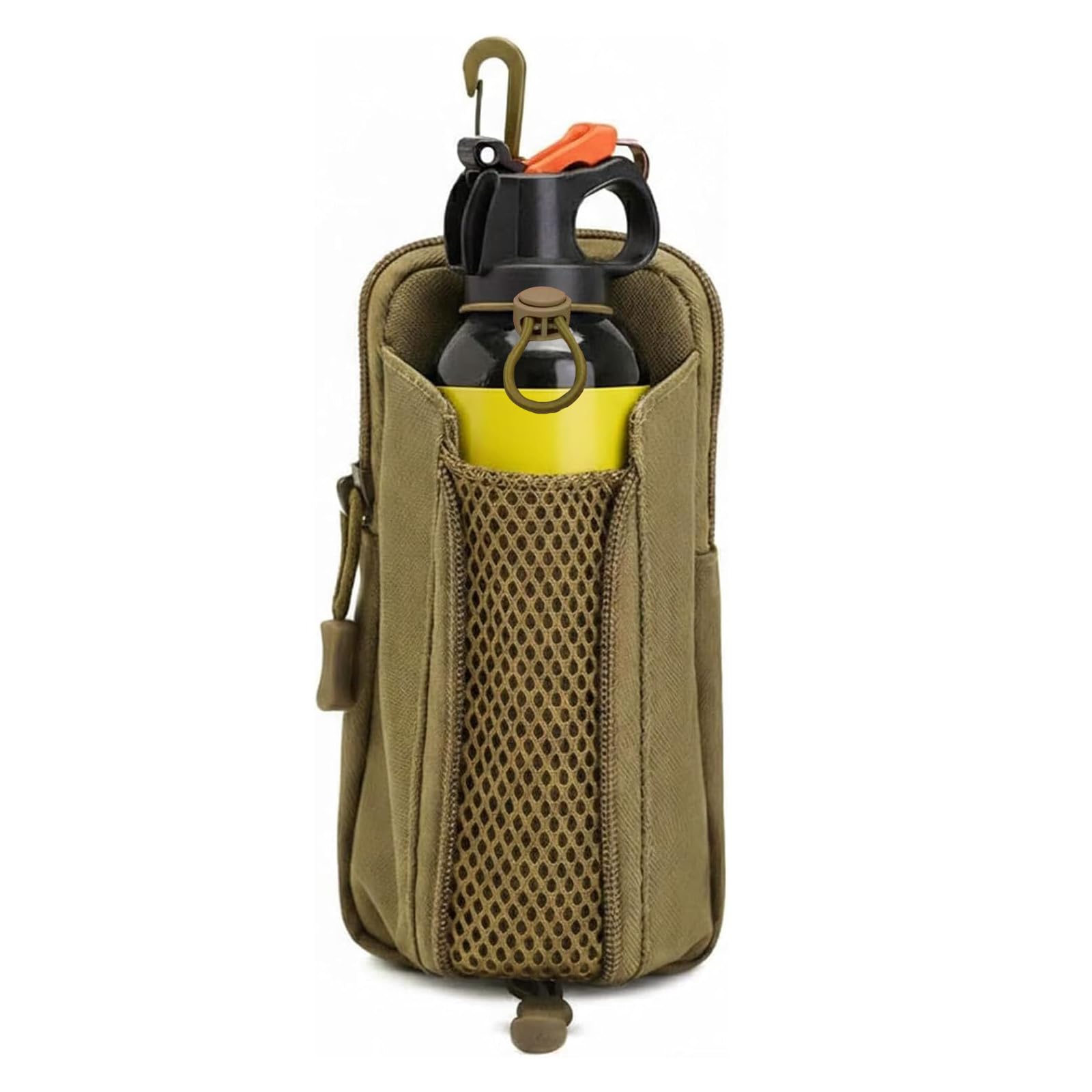 2-in-1 Bear Spray Holster with Zipper Phone Pocket, Fits 7.9-9.2oz Canisters, Nylon Bear Spray Holder for Belt & Backpack, Strong Elastic Tactical Gear for Hiking Camping Hunting