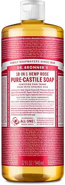 Dr Bronner's 946 ml Organic Rose Castile Liquid Soap