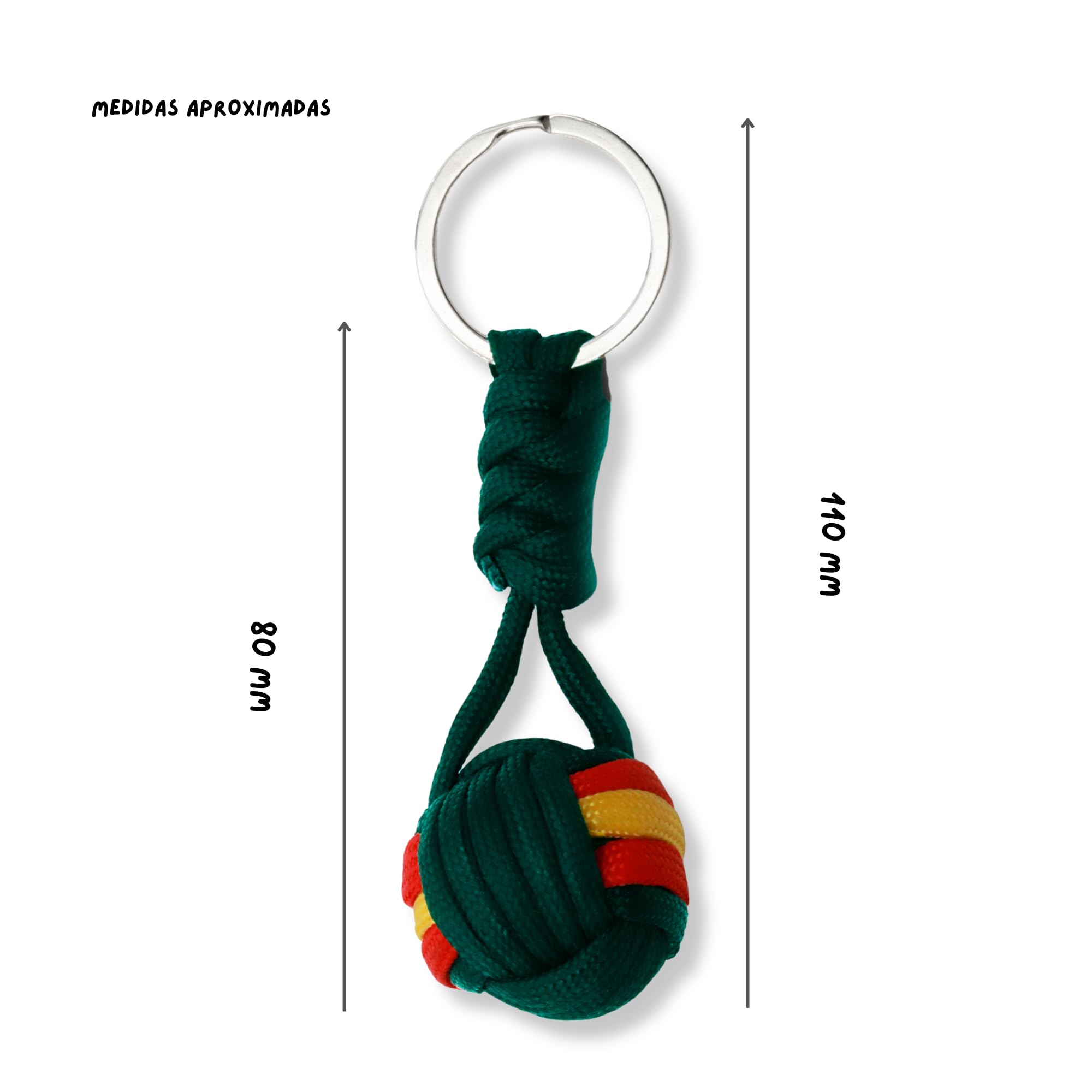 Llavero bola de cuerda bandera España, Llavero patriótico, 1 Unidad, Verde - imagen 6