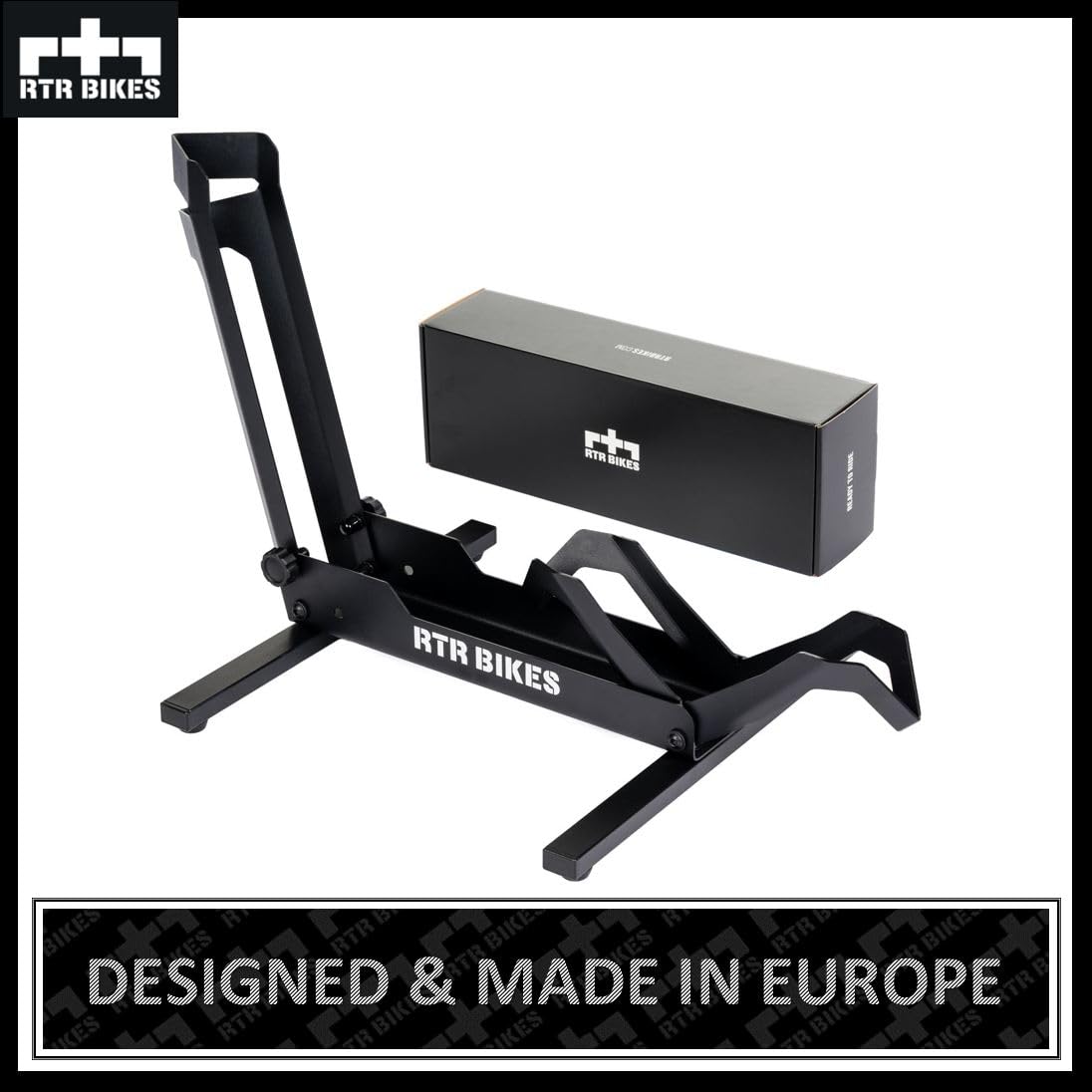 RTR BIKES Brutus Fahrradständer Boden – Profi Hinterradständer für E-Bike & MTB bis 30kg – Massiver Stahl Standfuß – Passend für 26-29 Zoll & Reifenbreite bis 2,8" – Made in EU