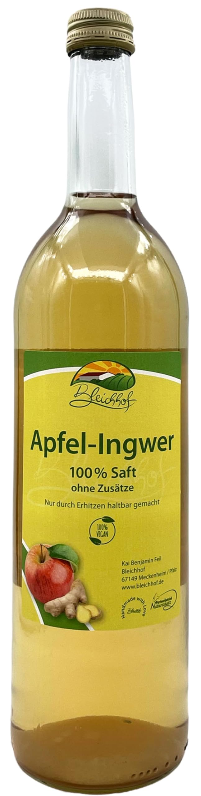 BLEICHHOF® Apfelsaft mit Ingwersaft - Direktsaft, vegan (12x 0,72l)