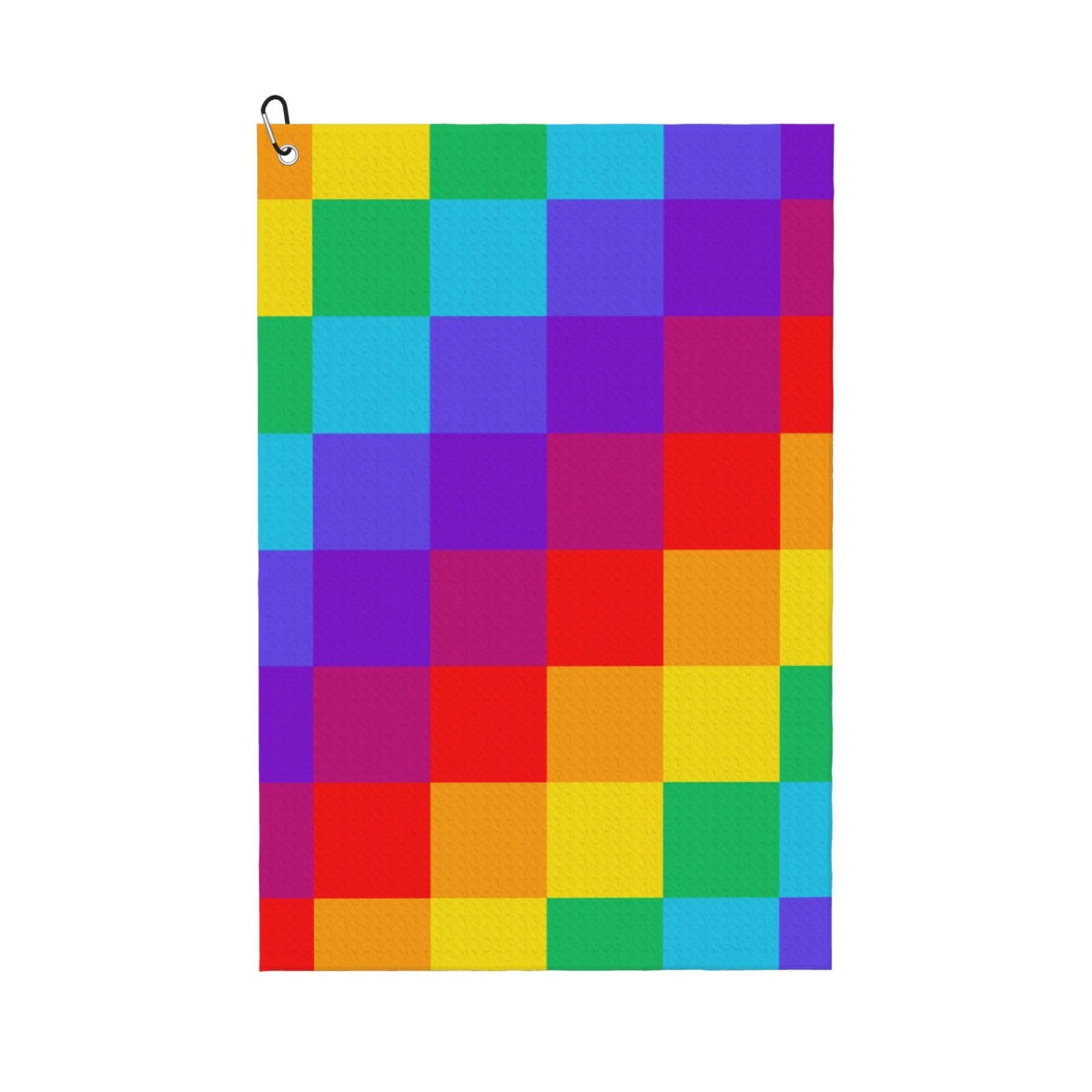 Hnnkloy Rainbow Plaid Pattern, 16x24 in Portable Waffle Golf Towels with Carabiner Clip for Golf Bag
