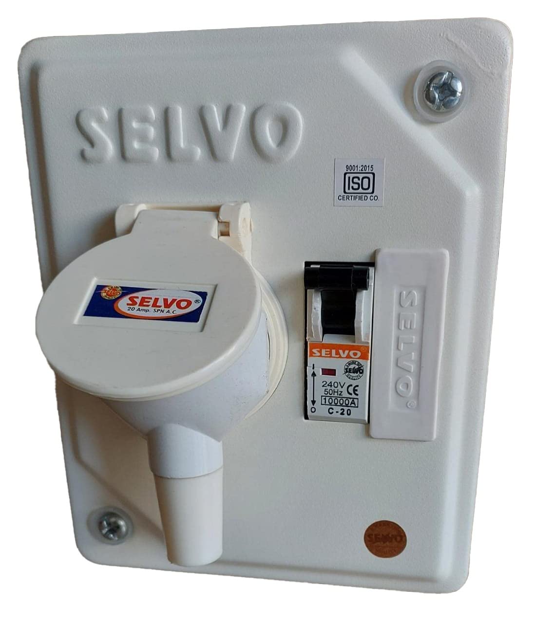 SELVO 20 Amps SPN Distribution Board with Two Pin Metal Clad Industrial Plug and Socket (Fitted with 20A Single Pole MCB)-image-30