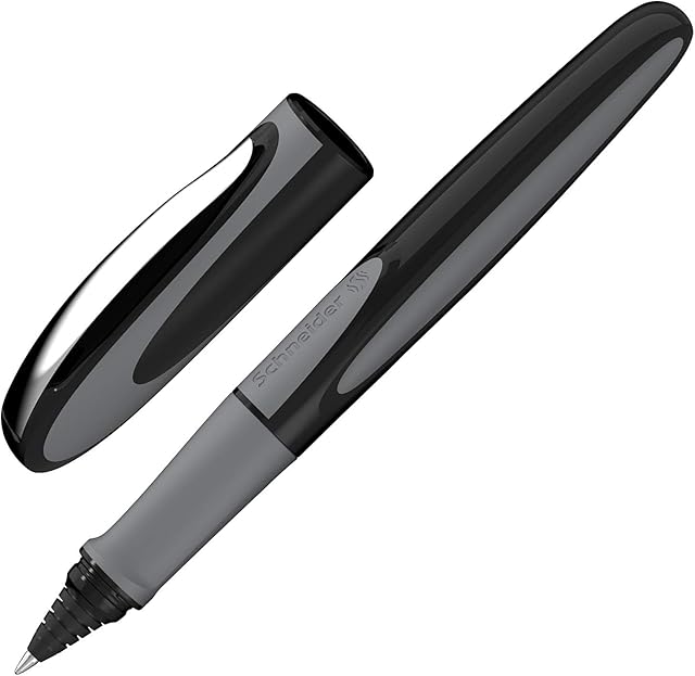 Schneider Ray Cartridge Rollerball Pen M (Medium), Refillable, Onyx Barrel, Royal Blue Erasable Ink Cartridge, Pack of 1 Pen (187807)
