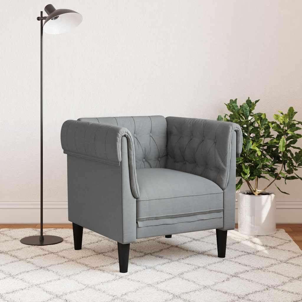 Sillón Chesterfield de Tela Gris Claro,16.4kg-372538