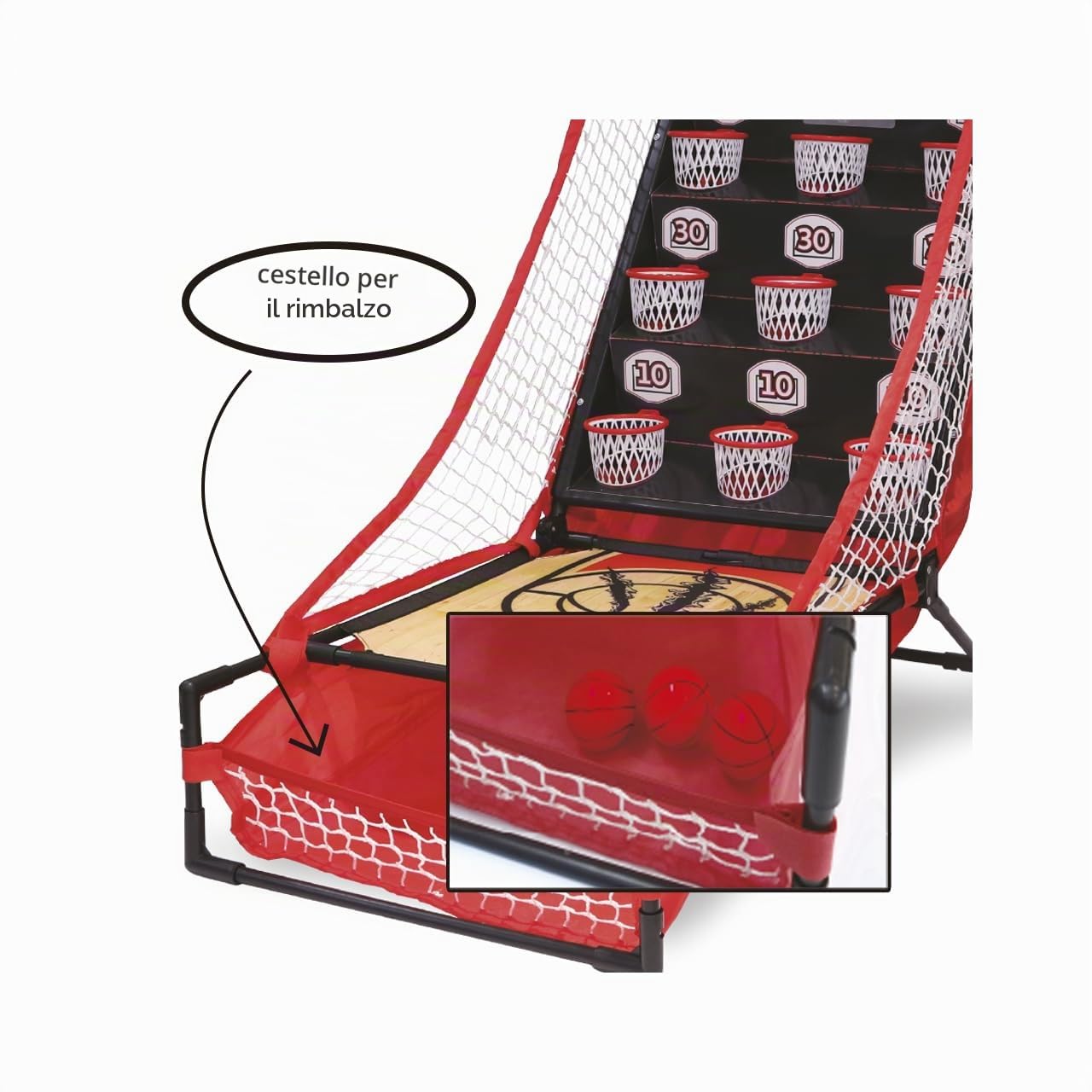 Tachan - Gioco di pallacanestro con indicatore elettronico, 9 cestini in diverse altezze con vari punteggi, Miglioramento abilità sportive e di concentrazione (747T00516)